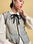 Gilet in tulle nero con strass multicolor