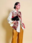 Gilet in velluto damascato con bottoni gioiello 
