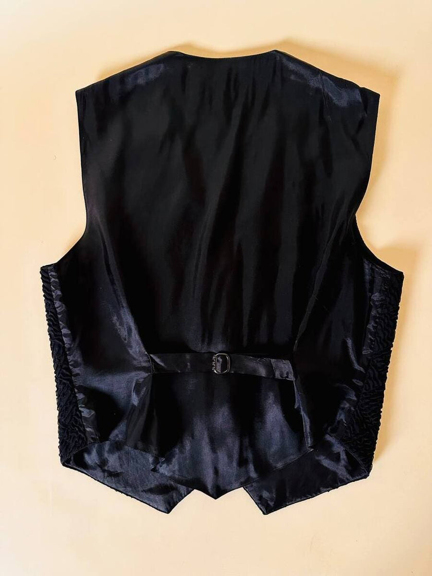 Gilet nero goffrato con bottoni dorati a forma di cuore “Yves Saint Laurent”