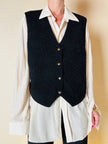 Gilet nero goffrato con bottoni dorati a forma di cuore “Yves Saint Laurent”