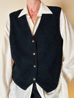 Gilet nero goffrato con bottoni dorati a forma di cuore “Yves Saint Laurent”