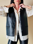 Gilet nero in pelle