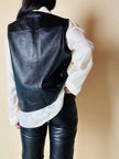 Gilet nero in pelle