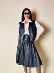 Gilet nero in pelle