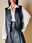 Gilet nero in pelle