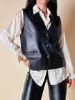 Gilet nero in pelle