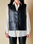 Gilet nero in pelle