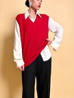 Zopfgestrickte rote Weste „Yves Saint Laurent“