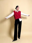 Zopfgestrickte rote Weste „Yves Saint Laurent“