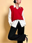Zopfgestrickte rote Weste „Yves Saint Laurent“