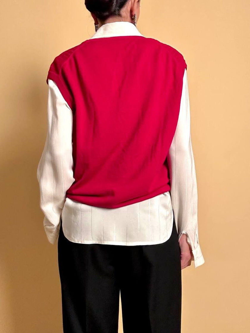 Zopfgestrickte rote Weste „Yves Saint Laurent“