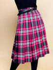 Gonna sartoriale a pieghe fantasia tartan fucsia e nera