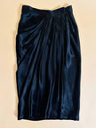 Gonna a portafoglio in raso nero drappeggiato “Yves Saint Laurent”