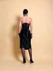 Gonna a portafoglio in raso nero drappeggiato “Yves Saint Laurent”