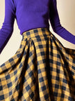 Jupe évasée en laine à motif damier jaune et noir