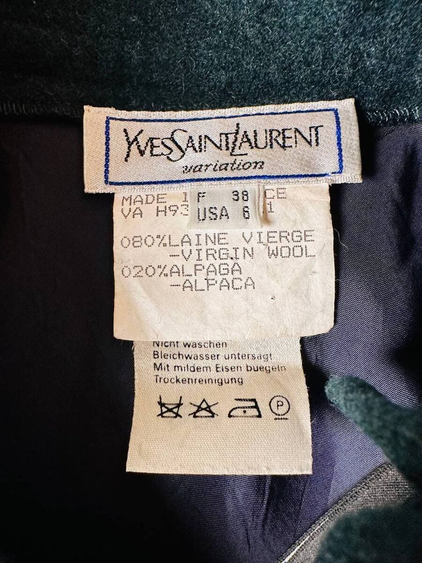 Gonna a ruota in lana e alpaca verde bottiglia “Yves Saint Laurent”