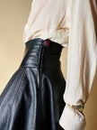 Gonna a ruota in pelle nera “Miral”