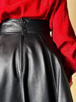 Gonna a ruota in pelle nera “Balducci”