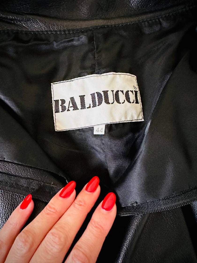 Gonna a ruota in pelle nera “Balducci”