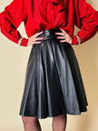 Gonna a ruota in pelle nera “Balducci”