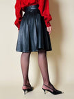Gonna a ruota in pelle nera “Balducci”