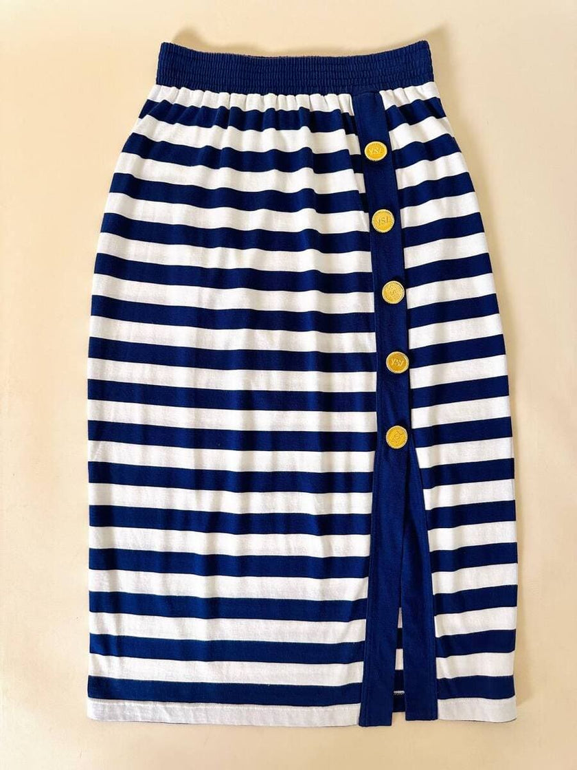 Longuette a righe bianche e blu con bottoni dorati “Yves Saint Laurent”