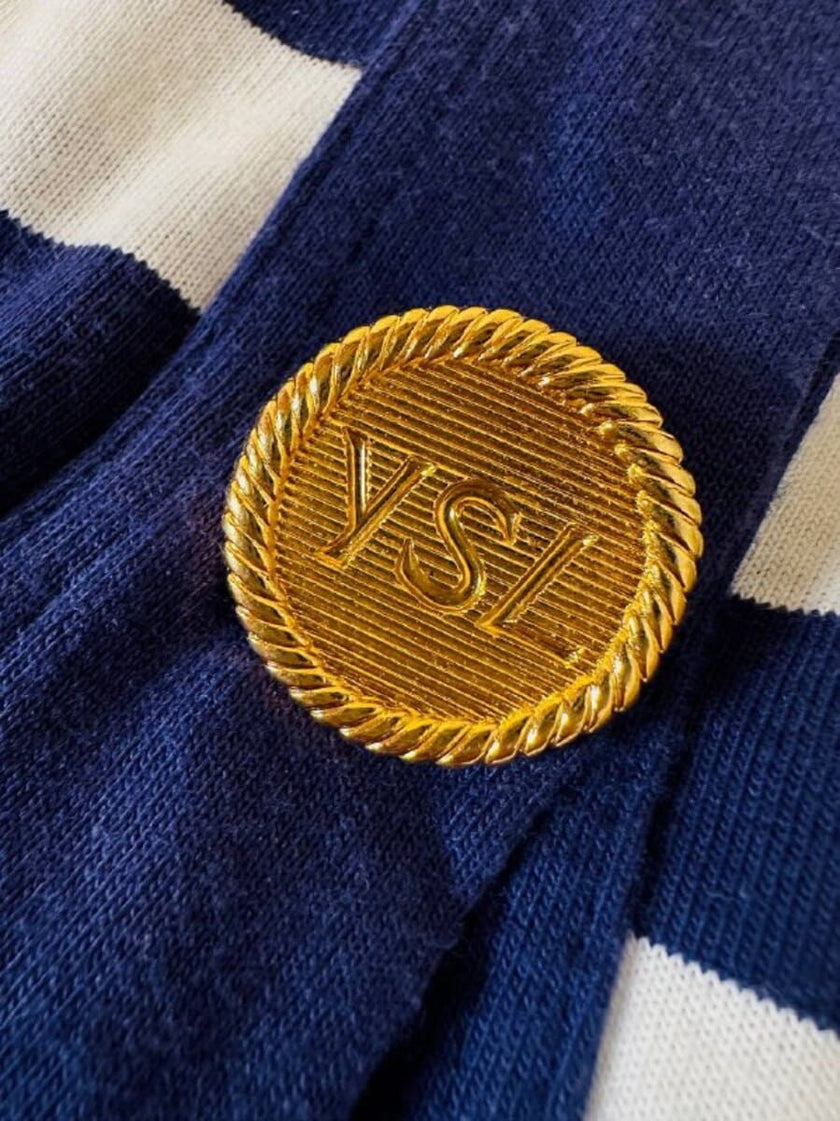 Longuette a righe bianche e blu con bottoni dorati “Yves Saint Laurent”