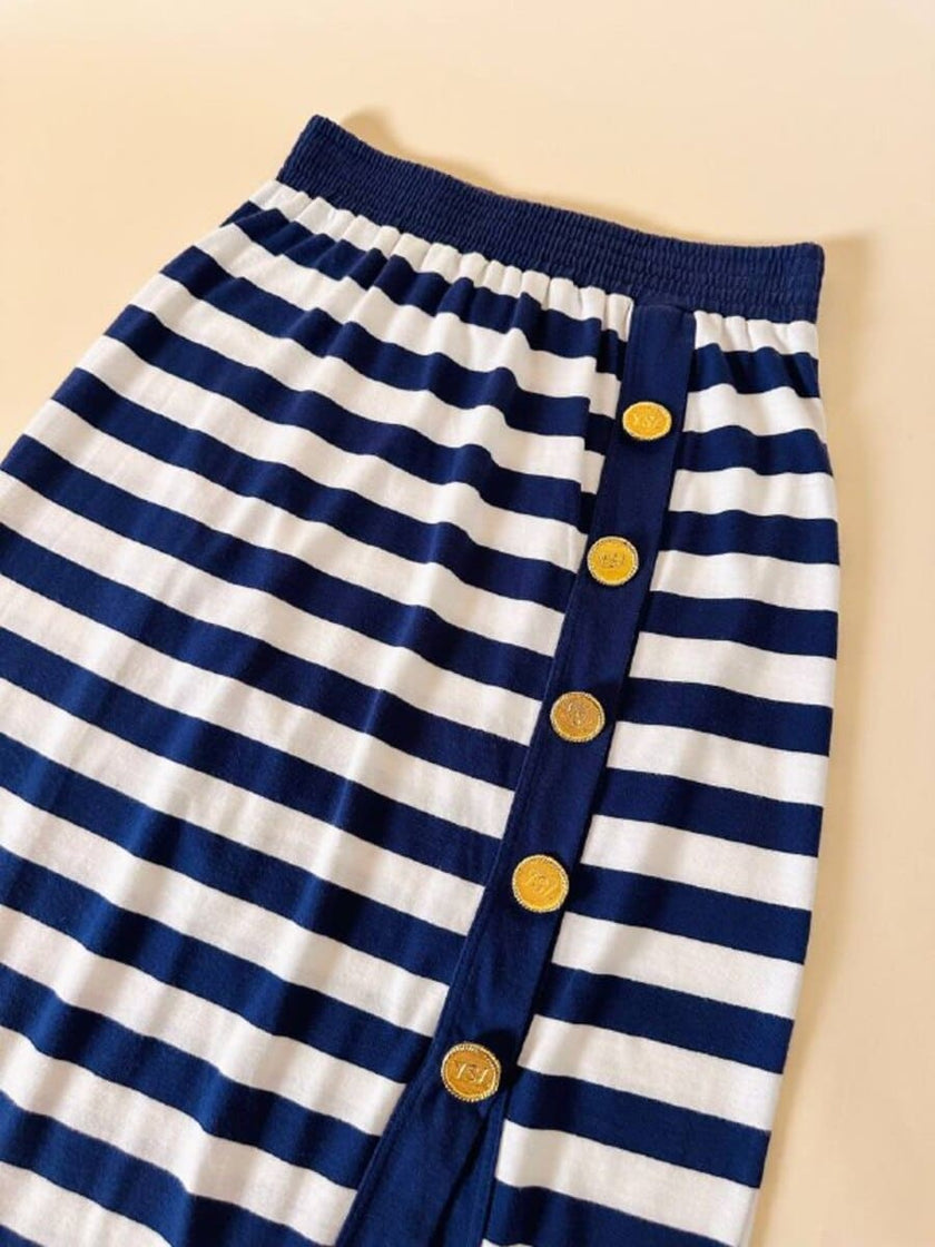 Longuette a righe bianche e blu con bottoni dorati “Yves Saint Laurent”