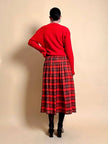 Gonna in taffetà rosso fantasia tartan 