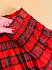 Gonna in taffetà rosso fantasia tartan 