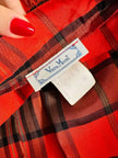 Gonna in taffetà rosso fantasia tartan 