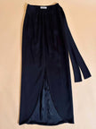 Gonna lunga in raso di seta nero “Yves Saint Laurent Rive Gauche”