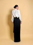 Gonna lunga in raso di seta nero “Yves Saint Laurent Rive Gauche”