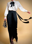 Gonna lunga in raso di seta nero “Yves Saint Laurent Rive Gauche”