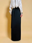 Gonna lunga in raso di seta nero “Yves Saint Laurent Rive Gauche”