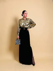 Gonna sartoriale in velluto nero