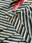 Gonna sartoriale in velluto a righe verdi e caramello