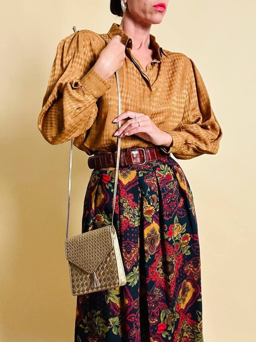 Gonna pantalone in lana leggera fantasia floreale 