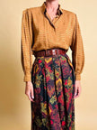 Gonna pantalone in lana leggera fantasia floreale 