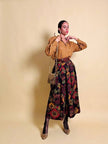 Gonna pantalone in lana leggera fantasia floreale 