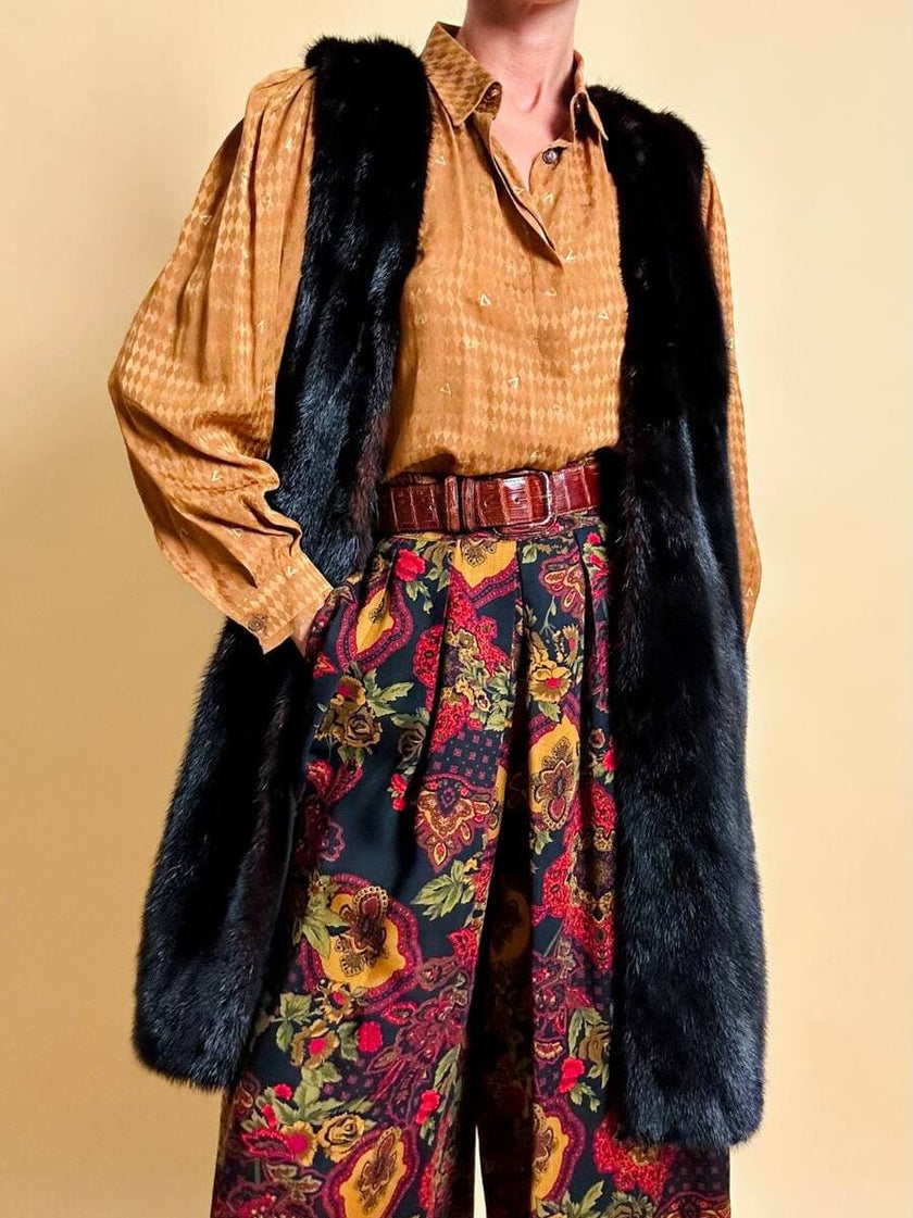 Gonna pantalone in lana leggera fantasia floreale 