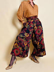 Gonna pantalone in lana leggera fantasia floreale 