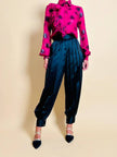 Harem pants in raso nero plissé