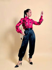 Harem pants in raso nero plissé