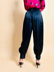 Harem pants in raso nero plissé