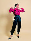 Harem pants in raso nero plissé
