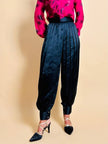 Harem pants in raso nero plissé