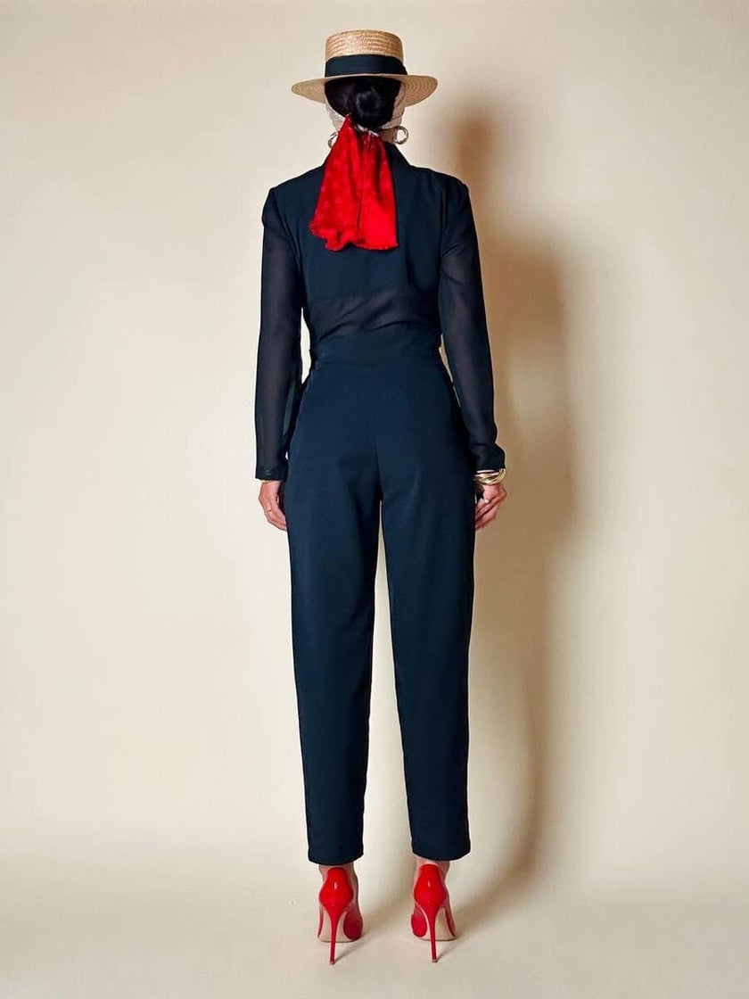 Jumpsuit blu notte con bottoni dorati  “Off Duty”