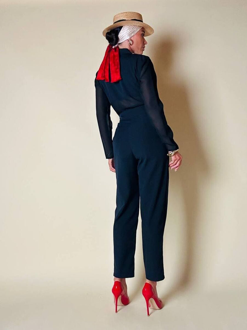 Jumpsuit blu notte con bottoni dorati  “Off Duty”