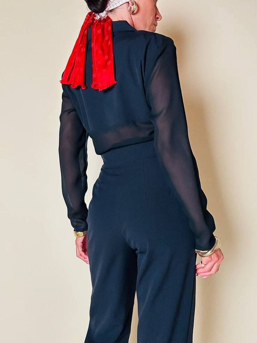 Jumpsuit blu notte con bottoni dorati  “Off Duty”